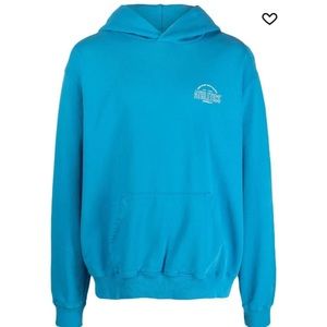 SPORTY & RICH $175 Athletic Club Hoodie Sweatshirt Blue Sz M